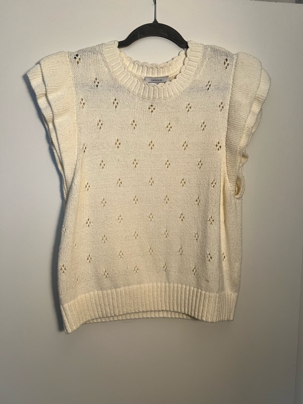 & Other Stories Cream Openwork Knit Sleeveless Sweater